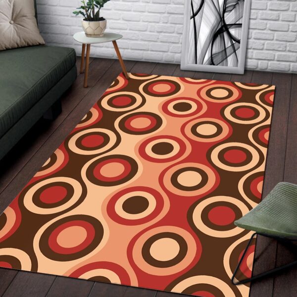 1970s Style Area Rug, Mid-century 70s Rug for Living Room - Retro 1970's Style Seventies Vintage Pattern Area Rug
