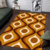1970s Style Area Rug, Mid-century 70s Rug for Living Room - Retro 70s Mid Century Pattern Area Rug