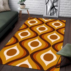 1970s Style Area Rug, Mid-century 70s Rug for Living Room - Retro 70s Mid Century Pattern Area Rug