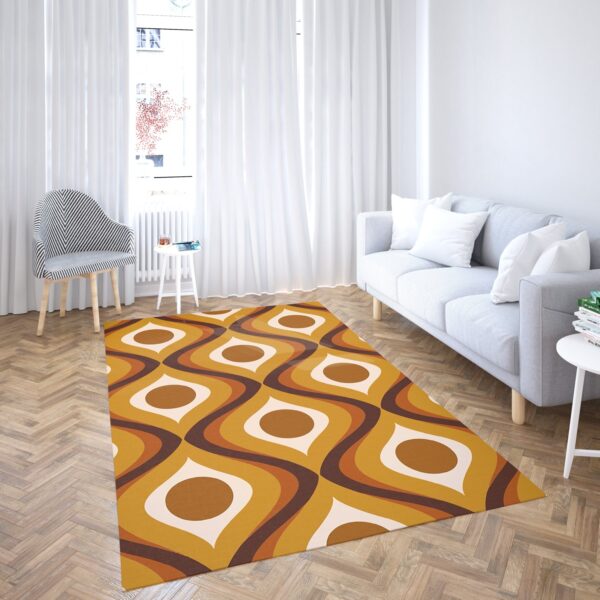 1970s Style Area Rug, Mid-century 70s Rug for Living Room - Retro 70s Mid Century Pattern Area Rug
