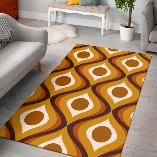 1970s Style Area Rug, Mid-century 70s Rug for Living Room - Retro 70s Mid Century Pattern Area Rug