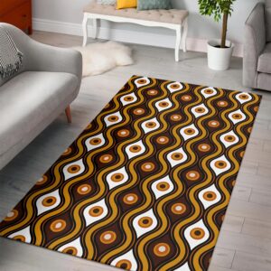 1970s Style Area Rug, Mid-century 70s Rug for Living Room - Retro 70s Style Seventies Vintage Pattern Area Rug