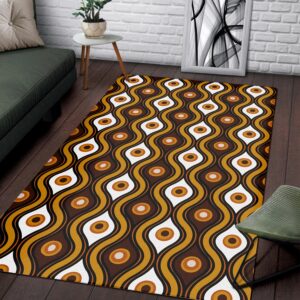 1970s Style Area Rug, Mid-century 70s Rug for Living Room - Retro 70s Style Seventies Vintage Pattern Area Rug