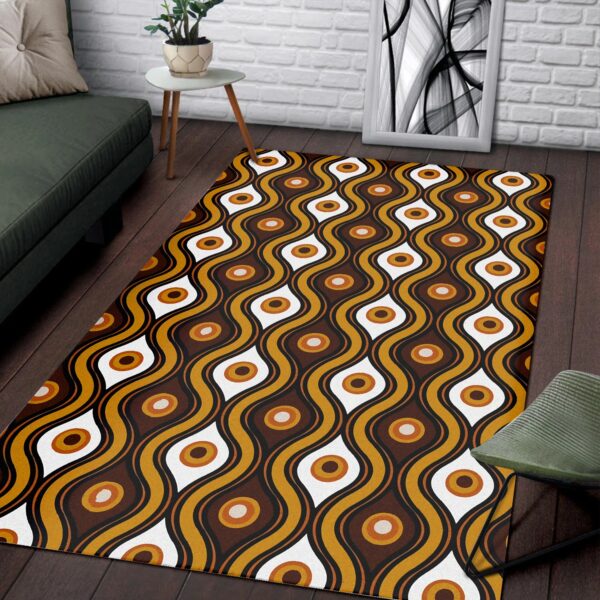 1970s Style Area Rug, Mid-century 70s Rug for Living Room - Retro 70s Style Seventies Vintage Pattern Area Rug