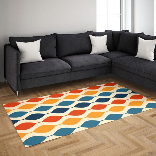 1970s Style Area Rug, Mid-century 70s Rug for Living Room - Retro Bohemian Vintage Pattern 1970's Area Rug