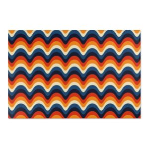 1970s Style Area Rug, Mid-century 70s Rug for Living Room - Retro Decor Colorful Area Rug, Abstract Rug Floor Decor Carpet, 70s Design Rug