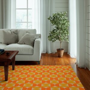 1970s Style Area Rug, Mid-century 70s Rug for Living Room - Retro Groovy 70s Area Rugs for Mid Century Modern Maximalist Boho Dorm Decor