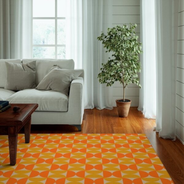 1970s Style Area Rug, Mid-century 70s Rug for Living Room - Retro Groovy 70s Area Rugs for Mid Century Modern Maximalist Boho Dorm Decor