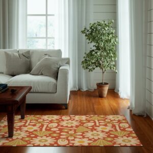 1970s Style Area Rug, Mid-century 70s Rug for Living Room - Retro Mushroom Graphic with 70s Style Area Rug, Psychedelic Groovy Rug for Bedroom Aesthetic, Y2K Dorm Decor