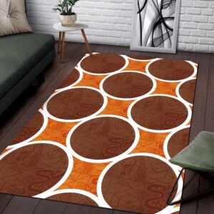 1970s Style Area Rug, Mid-century 70s Rug for Living Room - Retro Orange And Brown Circles Pattern 1970s Area Rug