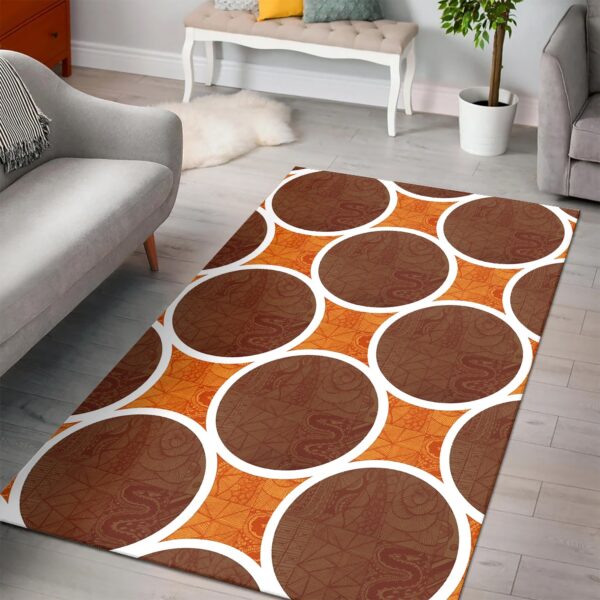 1970s Style Area Rug, Mid-century 70s Rug for Living Room - Retro Orange And Brown Circles Pattern 1970s Area Rug