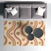 1970s Style Area Rug, Mid-century 70s Rug for Living Room - Retro Orange Yellow Rust Beige Colorful 70s Style Area Rug