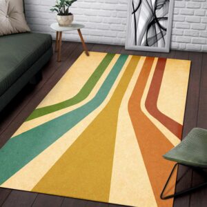 1970s Style Area Rug, Mid-century 70s Rug for Living Room - Retro Vintage 1970s Style Area Rugs