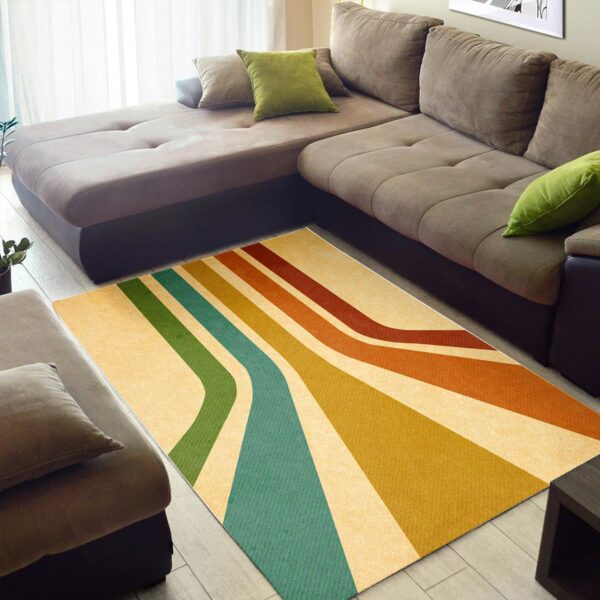 1970s Style Area Rug, Mid-century 70s Rug for Living Room - Retro Vintage 1970s Style Area Rugs