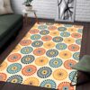 1970s Style Area Rug, Mid-century 70s Rug for Living Room - Retro Vintage Dandelion Clock Pattern 1970s Bohemian Style Area Rug