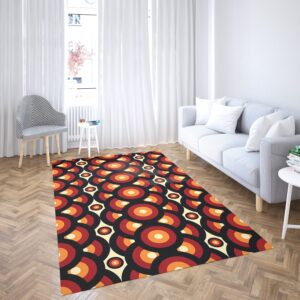 1970s Style Area Rug, Mid-century 70s Rug for Living Room - Retro Vintage Mid Century 70s Style Rugs