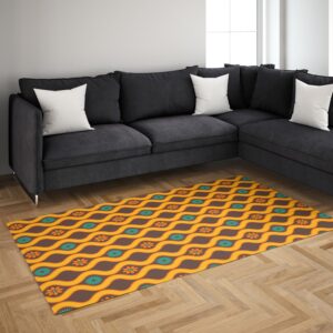 1970s Style Area Rug, Mid-century 70s Rug for Living Room - Retro Vintage Seventies Floral Flowers 70's Style Pattern Photographic Area Rug