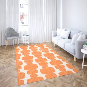 1970s Style Area Rug, Mid-century 70s Rug for Living Room - Vintage Retro Bohemian Pebble Photographic 1970's Style Area Rug