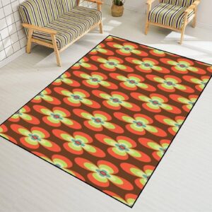 1970s Style Area Rug Non-Slip Floor Mat 70's Retro Pattern Material Illustration Indoor Outdoor Living Room Kids Room Bedroom Carpet Runner Rug Home Decor Doormat Yoga Mat Patio Mat