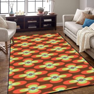 1970s Style Area Rug Non-Slip Floor Mat 70's Retro Pattern Material Illustration Indoor Outdoor Living Room Kids Room Bedroom Carpet Runner Rug Home Decor Doormat Yoga Mat Patio Mat