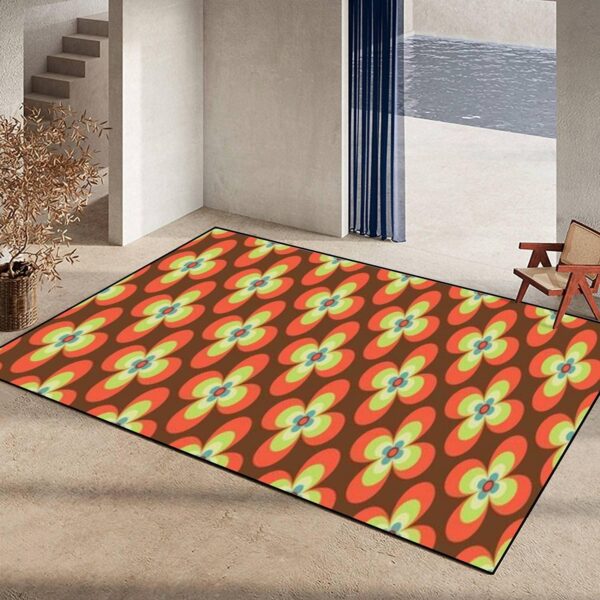 1970s Style Area Rug Non-Slip Floor Mat 70's Retro Pattern Material Illustration Indoor Outdoor Living Room Kids Room Bedroom Carpet Runner Rug Home Decor Doormat Yoga Mat Patio Mat