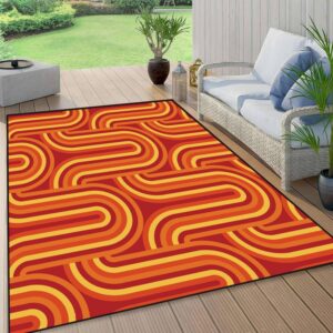 70s Retro Vintage Mid Century Modern Seamless Indoor Outdoor Carpet Kids Nursery Cool Throw Area Rugs for Living Room Bedroom Kitchen Entryway Floor Mat