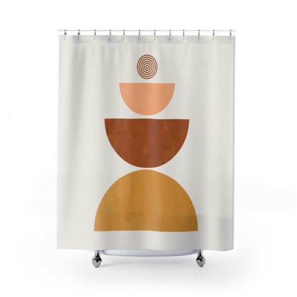 Abstract Boho Shower Curtain, Brown Peach Rust Earth Tones Shower Curtain, Modern Mid Century Bohemian Bathroom Decor Gift