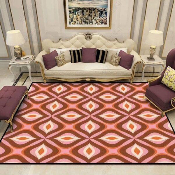 Area Rug 70s Retro Seamless Orange Brown Pink Beige 60s 70s Retro Style Soft Non-Slip Carpet Floor Mat Runner Rug Yoga Mat Indoor Outdoor Home Decor for Living Room Bedroom Kids Room