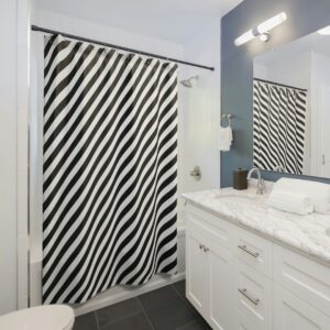 Black Stripes Shower Curtain, Striped Bath Curtain, Modern Bathroom Decor, Simple and Minimal Gift idea, Bathroom Curtain