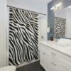 Black and White Zebra Print Shower Curtain, Animal Print Bath Curtain, Modern Bathroom Zebra Skin Pattern Curtain