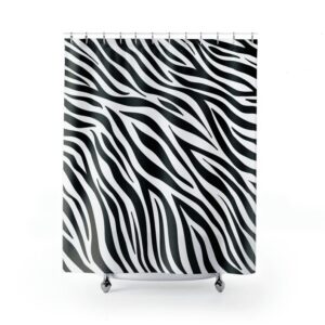 Black and White Zebra Print Shower Curtain, Animal Print Bath Curtain, Modern Bathroom Zebra Skin Pattern Curtain