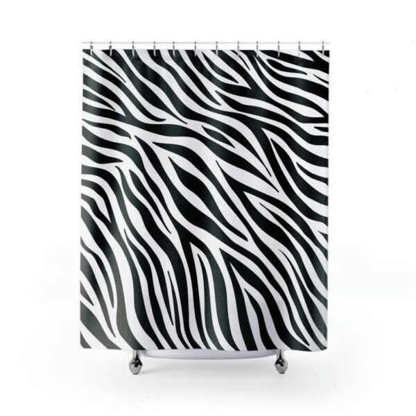 Black and White Zebra Print Shower Curtain, Animal Print Bath Curtain, Modern Bathroom Zebra Skin Pattern Curtain