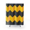 Black and Yellow Chevron Print Shower Curtain, Geometric Print Shower Curtain, Simple and Minimal Gift Ideas