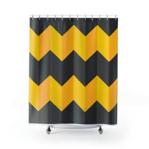 Black and Yellow Chevron Print Shower Curtain, Geometric Print Shower Curtain, Simple and Minimal Gift Ideas
