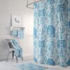 Blue Paisley Elephant Shower Curtain, BohoDecor, Add Bath Mat and Towels For a Bathroom Set