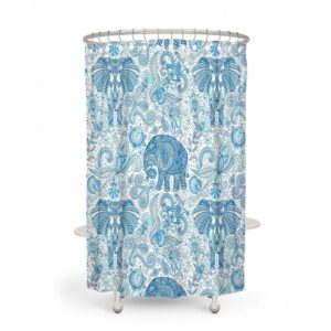 Blue Paisley Elephant Shower Curtain, BohoDecor, Add Bath Mat and Towels For a Bathroom Set