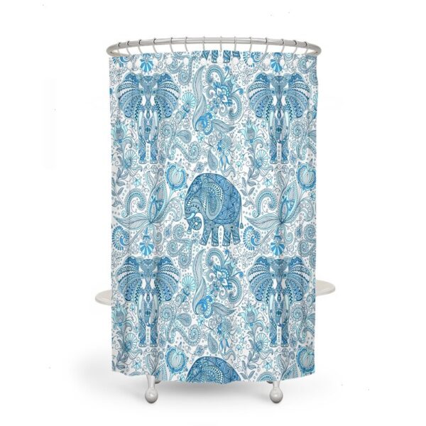 Blue Paisley Elephant Shower Curtain, BohoDecor, Add Bath Mat and Towels For a Bathroom Set
