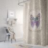 Boho Chic Shower Curtain, Sparking Butterfly, Optional Bath Mat Bathroom Set Gypsy Spirit