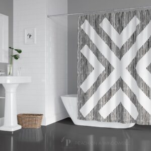 Bold Chevron Design Shower Curtain, Tribal Pattern Bath Curtain, Bohemian Chic Bathroom Decor