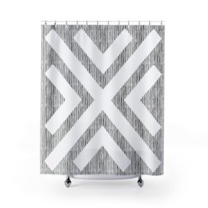 Bold Chevron Design Shower Curtain, Tribal Pattern Bath Curtain, Bohemian Chic Bathroom Decor