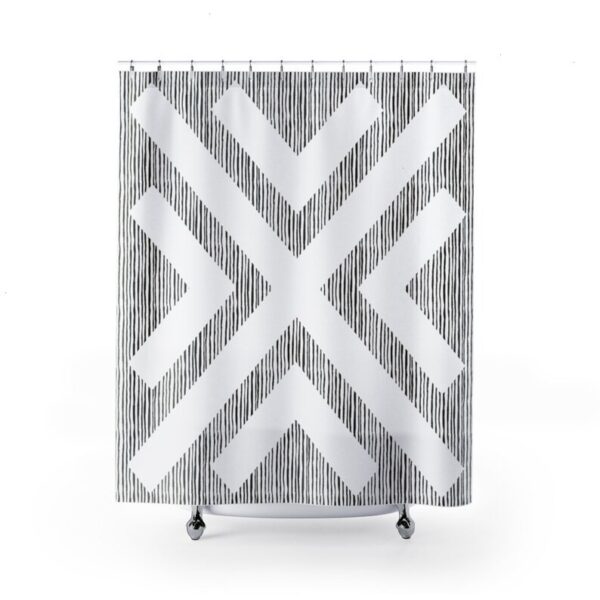 Bold Chevron Design Shower Curtain, Tribal Pattern Bath Curtain, Bohemian Chic Bathroom Decor