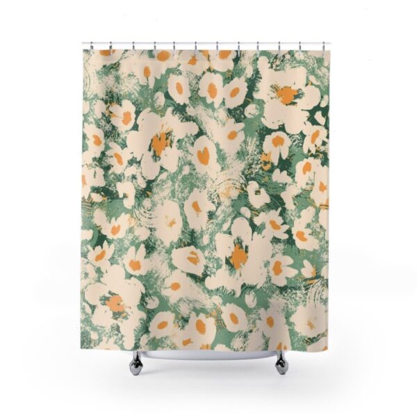 Botanical Shower Curtain, Flower Field Herbs Bathroom Decor, Greenery Shower Curtains Plant Leaves Shower Curtain