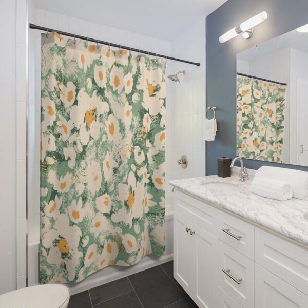 Botanical Shower Curtain, Flower Field Herbs Bathroom Decor, Greenery Shower Curtains Plant Leaves Shower Curtain