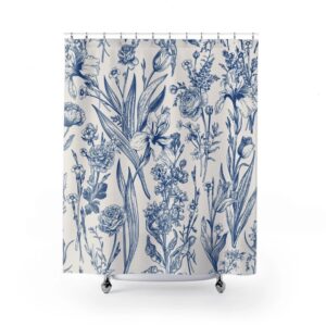 Botanical Shower Curtain Flower Field Herbs Bathroom Decor Greenery Shower Curtains Plant Leaves Shower Curtain Nature Bath