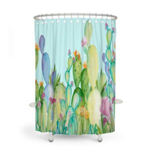 Cactus Shower Curtain, Cactus Bath Mat, Cactus Bathroom Decor, cactus Bath Towels, Pastel Watercolor Succulents