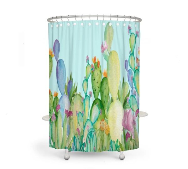 Cactus Shower Curtain, Cactus Bath Mat, Cactus Bathroom Decor, cactus Bath Towels, Pastel Watercolor Succulents