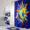 Celestial Sun and Moon Boho Shower Curtain Optional Bath Mat Bathroom Fiesta of Colors