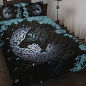 Celtic Wolf Viking Quilt Bedding Set , Viking Quilt Bedding Set Blanket, Viking Quilt For Bedroom, Gifts for Viking Lover