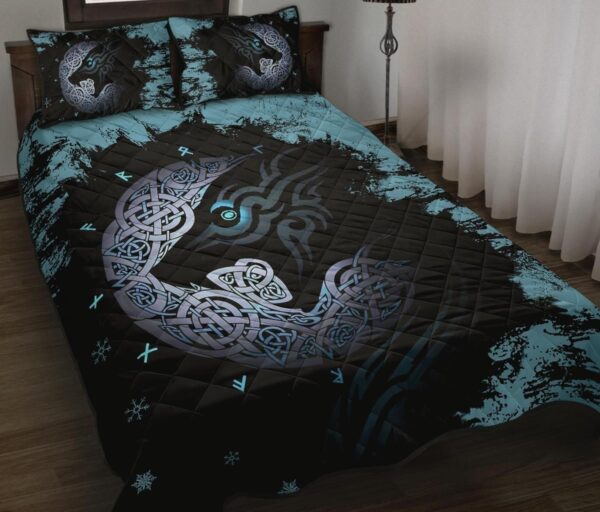 Celtic Wolf Viking Quilt Bedding Set , Viking Quilt Bedding Set Blanket, Viking Quilt For Bedroom, Gifts for Viking Lover