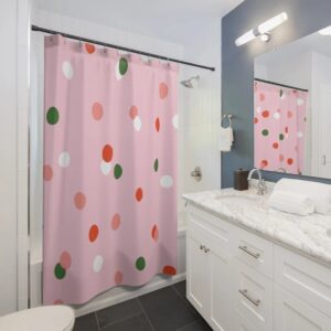 Children Shower Curtain, Pink-Red Bubbles Bathroom Decor and Design, Gift Idea, Shower Design, House Warming Gift
